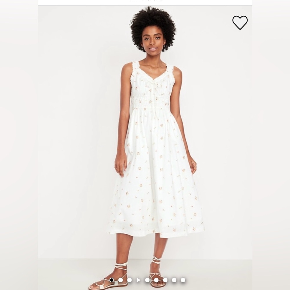 Old Navy Ivory Floral smocked bodice cotton floral Midi Dress L